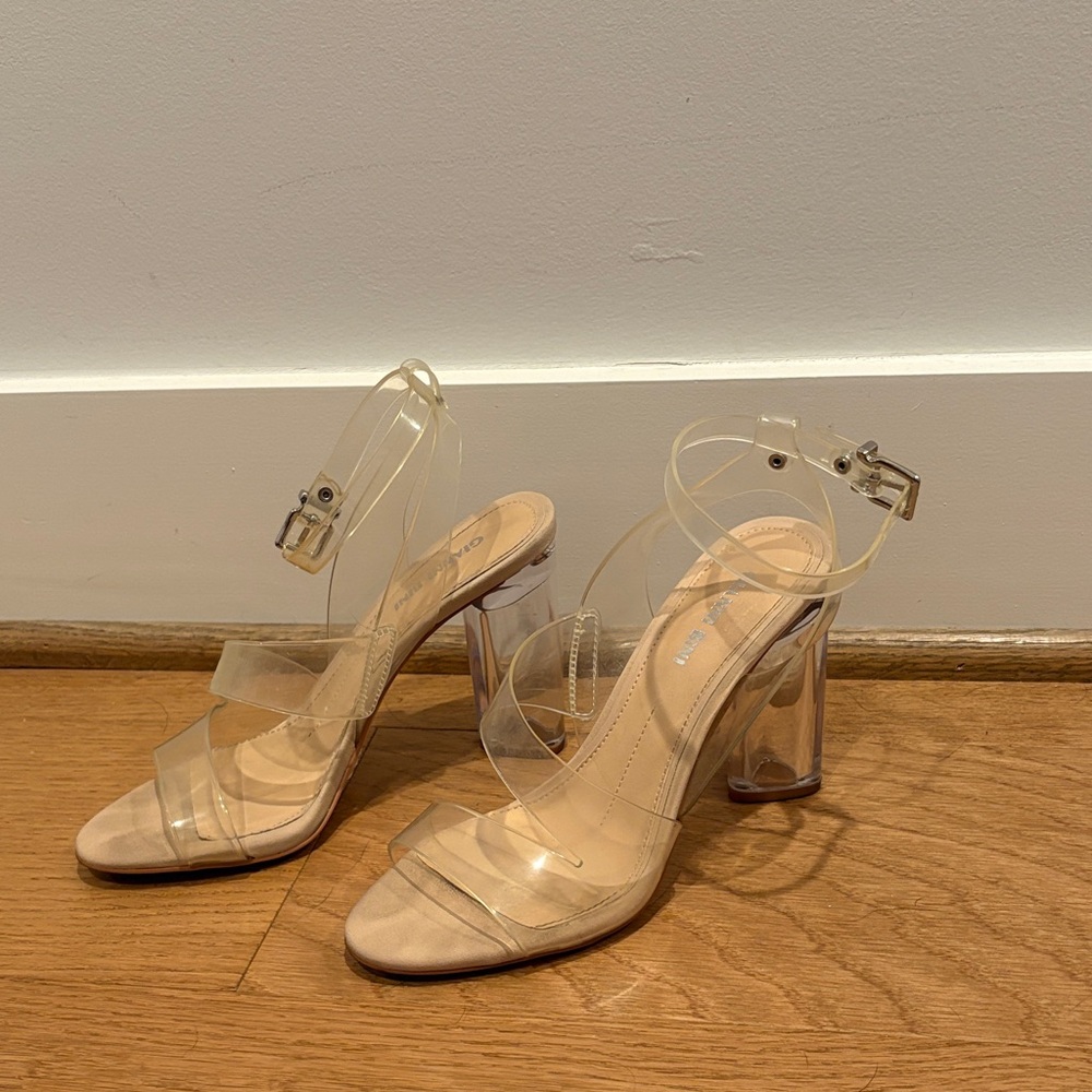 Gianni Bini Clear Plastic Block Heel Sandals